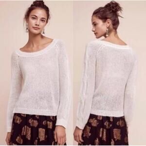 Anthropology Ivory Rosie Neira Homeward Pullover Loose Knit Alpaca Sweater SM